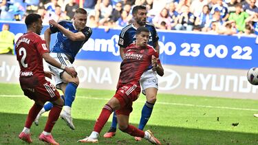 Alemao, en el momento del disparo del único tanto del partido.