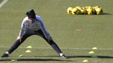 Cristiano, durante el entrenamiento de hoy.