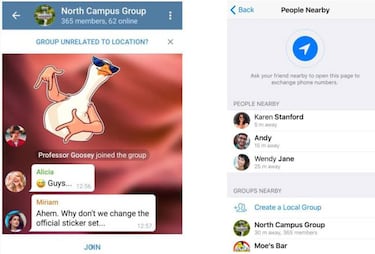 Telegram ya te deja unirte a grupos y personas cercanas de tu posición