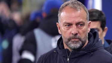 Hansi Flick, en un partido con el Barça.