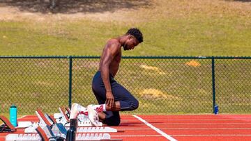 Noah Lyles, en un entrenamiento.