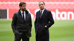 Agnelli y Allegri, en la previa del partido ante el Ajax.