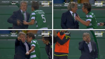 Coentrão and Jorge Jesus involved in touchline spat