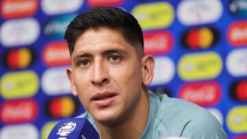 HOUSTON, TEXAS - JUNE 21: Edson Alvarez of Mexico speaks during a press conference at NRG stadium on June 21, 2024 in Houston, Texas. Carmen Mandato/Getty Images/AFP (Photo by Carmen Mandato / GETTY IMAGES NORTH AMERICA / Getty Images via AFP)