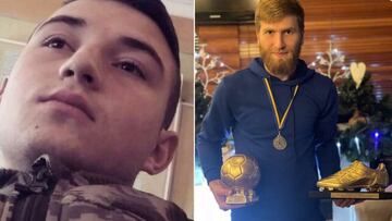 Los futbolistas ucranianos Vitalii Sapylo (21) and Dmytro Martynenko (25), fallecidos en la invasión rusa de Ucrania.