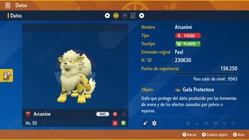 pokemon escarlata purpura arcanine shiny variocolor codigo regalo misterioso