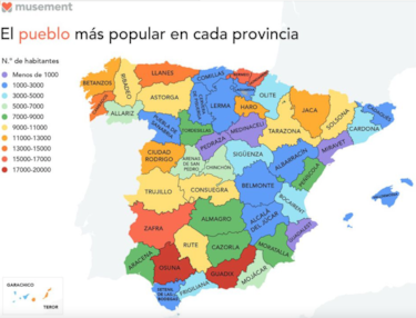 ¿Cuál es el pueblo más popular de cada provincia de España?