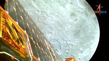 FILE PHOTO: A view of the moon as viewed by the Chandrayaan-3 lander during Lunar Orbit Insertion on August 5, 2023 in this screengrab from a video released August 6, 2023.    ISRO/Handout via REUTERS    THIS IMAGE HAS BEEN SUPPLIED BY A THIRD PARTY. NO RESALES. NO ARCHIVES. MANDATORY CREDIT./File Photo