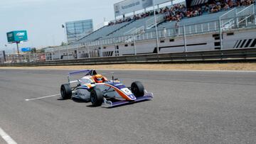 MADRID, SPAIN - JUNE 18: A 100% electric Formula Car during the Software AG ERA Championship, prior to the first edition of the World Electric Touring Car Championship-FIA ETCR World Cup, at the Madrid Jarama-RACE circuit, on 18 June, 2022 in San Sebastian de los Reyes, Madrid, Spain. The event, promoted by the International Automobile Federation, has the participation of 22 drivers of more than 10 nationalities, including two Spaniards. The celebration of the first world championship of 100% electric cars makes the Community of Madrid an international benchmark for sustainable mobility in motorsport competition. In addition, the event has an innovative racing system based on sprint rounds and starts with three vehicles in parallel. (Photo By A. Perez Meca/Europa Press via Getty Images)