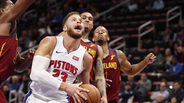 Oct 25, 2018; Detroit, MI, USA; Detroit Pistons forward Blake Griffin (23) prepares to shoot the ball during the second quarter against the Cleveland Cavaliers at Little Caesars Arena. Mandatory Credit: Raj Mehta-USA TODAY Sports