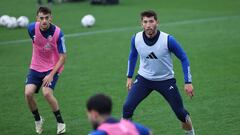 David García y Aimar durante la sesión de trabajo de hoy.