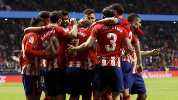 Los jugadores del Atlético celebran un gol.