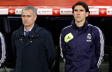 Mourinho and Karanka in the Madrid dugout, 2013.