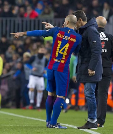 Javier Mascherano has been tasked with holding the fort in midfield in the absence of Sergio Busquets