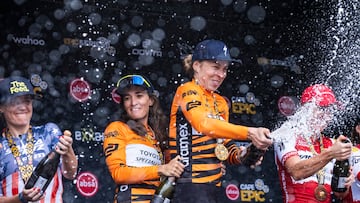 Annika Langvad and Sofia Villifane during Stage 7 of the 2025 Absa Cape Epic Mountain Bike stage race held at Lourensford Wine Estate, Somerset West, Cape Town, South Africa on the 23rd March 2025. Photo by Dom Barnardt/Cape Epic