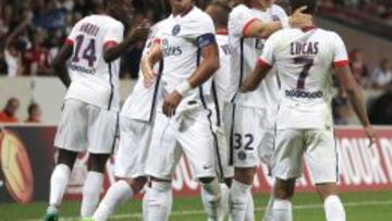 David Luiz celebra un gol con el PSG en la primera jornada de la Ligue 1.