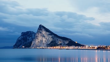 The Rock of Gibraltar at dusk
