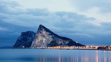 The Rock of Gibraltar at dusk