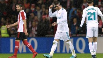 Ramos trudges off after his most recent red card for Real Madrid, which came at the end of 2017.