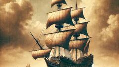 This was the Mayflower, the ship that took two months to cross the Atlantic from Plymouth and gave birth to Thanksgiving