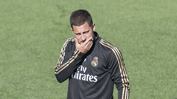 Hazard, en un entrenamiento del Real Madrid.