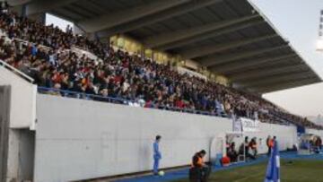 La tribuna de Butarque, llena, en el último partido de Liga ante el Tenerife.