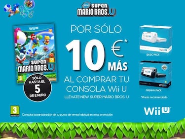 Oferta de Wii U + New Super Mario Bros U por 10 euros más