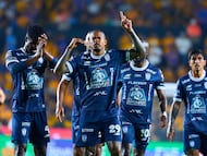 Robert Nunes Kenedy celebrates his goal 1-2 of Pachuca during the 10th round match between Tigres UANL and Pachuca as part of the Liga BBVA MX Femenil, Torneo Clausura 2026 at Universitario Stadium, on February 20, 2026 in Monterrey, Nuevo Leon, Mexico.