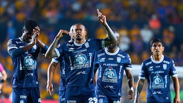 Robert Nunes Kenedy celebrates his goal 1-2 of Pachuca during the 10th round match between Tigres UANL and Pachuca as part of the Liga BBVA MX Femenil, Torneo Clausura 2026 at Universitario Stadium, on February 20, 2026 in Monterrey, Nuevo Leon, Mexico.