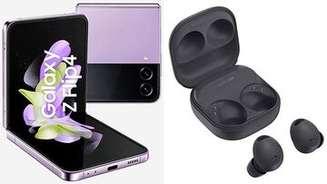 Móvil Samsung Galaxy Z Flip4 y auriculares Galaxy Buds2 Pro