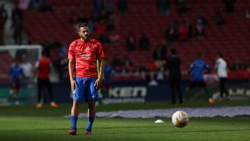 Koke, en el calentamiento del Atl&eacute;tico-Granada. 