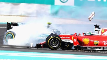 Choque entre Vettel y Rosberg en el inicio del GP de Malasia.