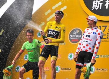 Rigoberto Urán, Chris Froome y Warren Barguil.