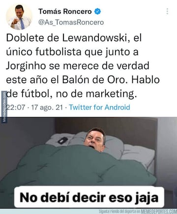 Lewandowski, protagonista de los memes más divertidos de la semana deportiva