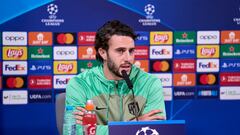 Hermoso, jugador del Atlético de Madrid, en la rueda de prensa previa al partido contra la Lazio, en Champions.