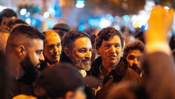 El líder de Vox, Santiago Abascal, durante una manifestación contra la amnistía frente a la sede del PSOE en Ferraz, a 13 de noviembre de 2023, en Madrid (España). Miles de personas se han concentrado frente a la sede del PSOE en Ferraz por undécima jornada consecutiva para protestar contra el pacto alcanzado entre el PSOE y Junts para la investidura de Sánchez que incluye una posible ley de amnistía.
13 NOVIEMBRE 2023;MANIFESTACIÓN;FERRAZ;CONCETRACIÓN;PROTESTA;AMNISTÍA;
Gabriel Luengas / Europa Press
13/11/2023