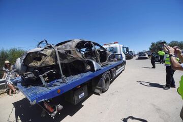 Accidente de tráfico mortal del futbolista José Antonio Reyes en la autovía A-376 de Sevilla a Utrera.