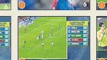 <b>AL DETALLE. </b>1. Vimos a Capello durante una jugada de gol. 2. Corto de Márquez con el balón en juego. 3. Etoo lleva el balón, pero no se le ve. 4. La misma estadística de nuevo en la pantalla. 5. Otra doble ventana en una ocasión de Iniesta. 6. Innovación: la triple pantalla.