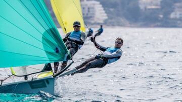 Diego Bot&iacute;n e Yago L&oacute;pez-Marra, medalla de bronce en la clase 49er. del Europeo de Weymouth (Reino Unido).