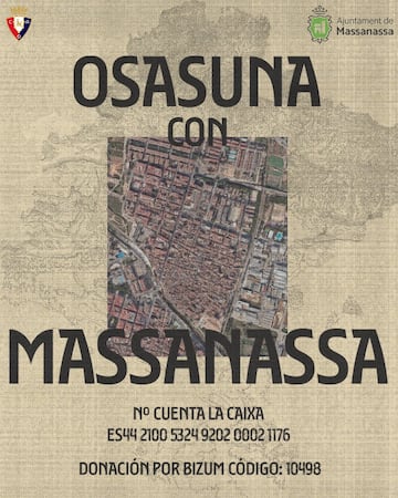 Osasuna ayudará a reconstruir Massanassa.