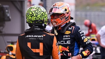 Lando Norris (McLaren MCL38) y Max Verstappen (Red Bull RB20). Zandvoort, Países Bajos. F1 2024.