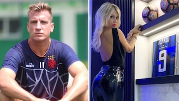 Im&aacute;genes de Maxi L&oacute;pez descansando durante un entrenamiento con el Vasco de Gama y de Wanda Nara posando junto a una camiseta de Mauro Icardi enmarcada