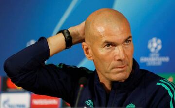 Real Madrid coach Zinedine Zidane during the press conference.