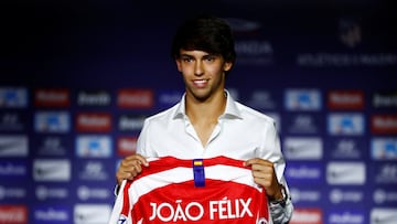 Soccer Football - Atletico Madrid unveil Joao Felix - Wanda Metropolitano, Madrid, Spain - July 8, 2019 Joao Felix during the unveiling REUTERS/Juan Medina