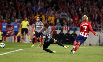 Griezmann anotó el primer gol en el Wanda Metropolitano.