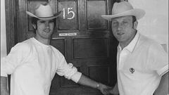 Gerd M&uuml;ller y Uwe Seeler, a la puerta de su habitaci&oacute;n de hotel.