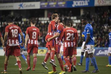 Los jugadores celebran el 0-4 de Griezmann. 