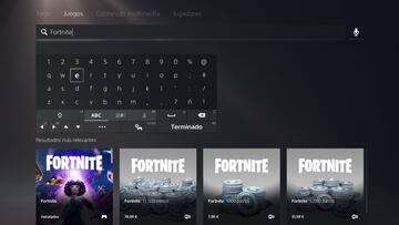 Buscamos &quot;Fortnite&quot; en el cuadro de b&uacute;squeda de la tienda