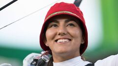 Action photo during the Archery competition Womens Individua Eliminations at Sambodromo, Olympic Games Rio 2016 in Rio.--- Foto de accion durante la Competencia de Tiro con Arco, Competencia individual femenina, por la medalla de bronce en la Arena Sambodromo, Juegos Olimpicos de Rio 2016, en la foto: 
  Alejandra Valencia (MEX) vs Bobase Ki (KOR) Medalla de Bronce
 --11/08/2016/ MEXSPORT/ Jorge Martinez