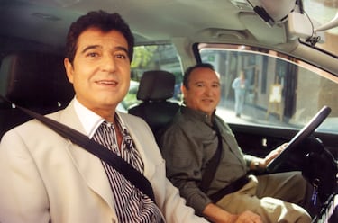 Andrés Pajares y Fernando Esteso dentro de un vehículo el 2 de noviembre del 2000.